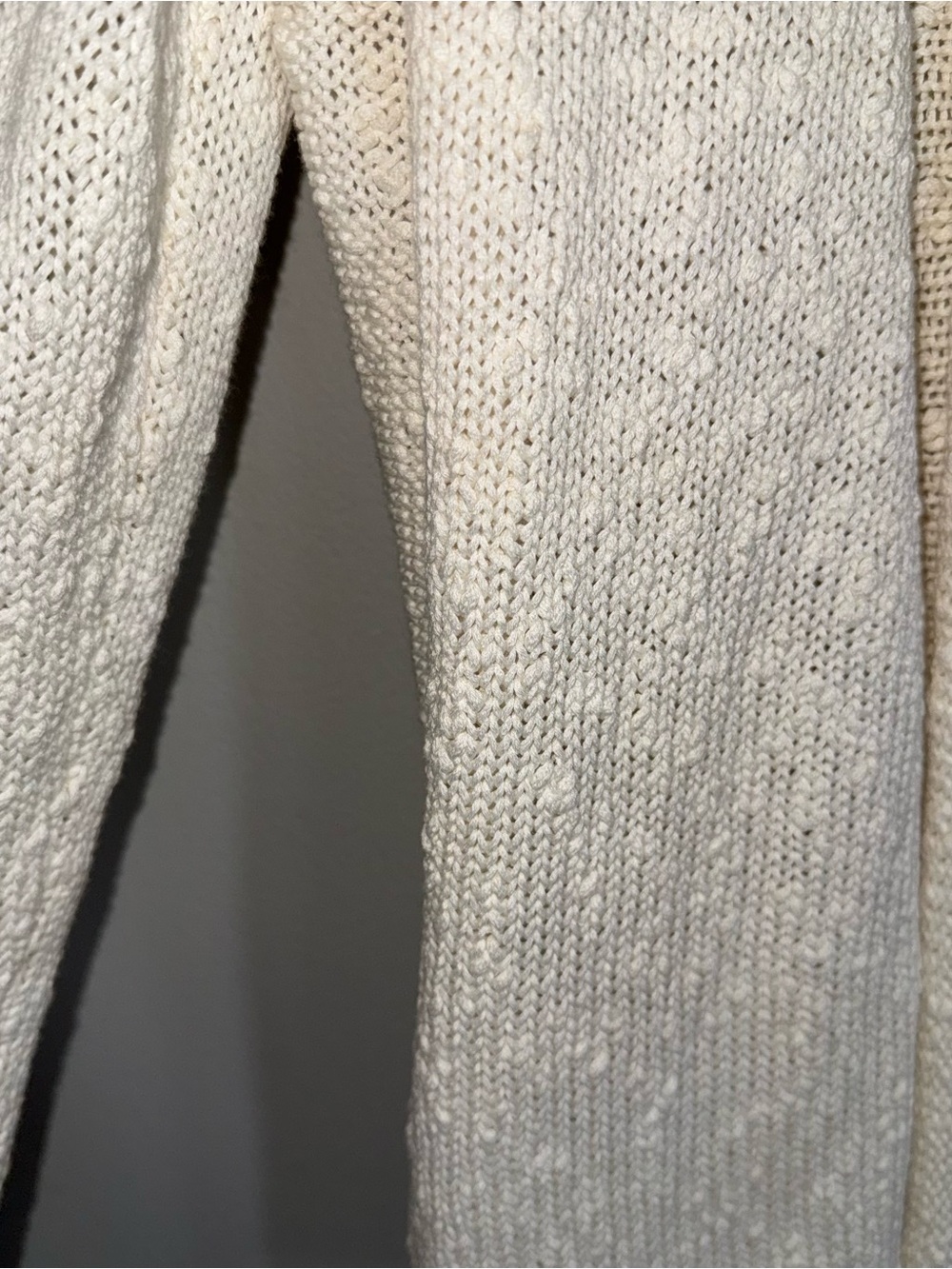 Eileen Fisher 100% Cotton Open Front Cardigan Sweater-Long Sleeve-Ivory-Small - Picture 4 of 9
